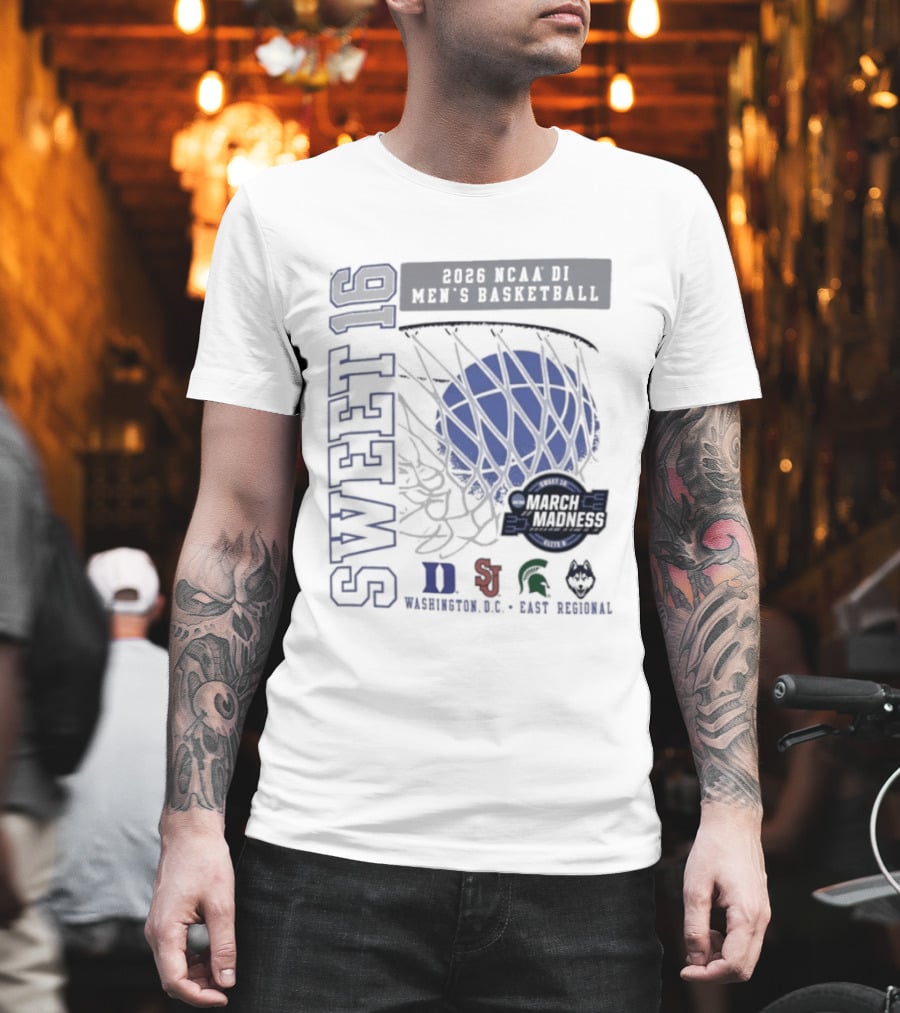 Sweet 16 2026 NCAA DI Men's Basketball East Regional Duke, St. John's, Michigan State, Eastern Kentucky T-Shirt
