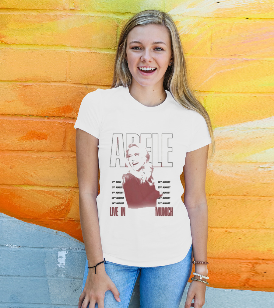 ADELE Live In Munich Pink Lips Concert Tour Dates T-Shirt