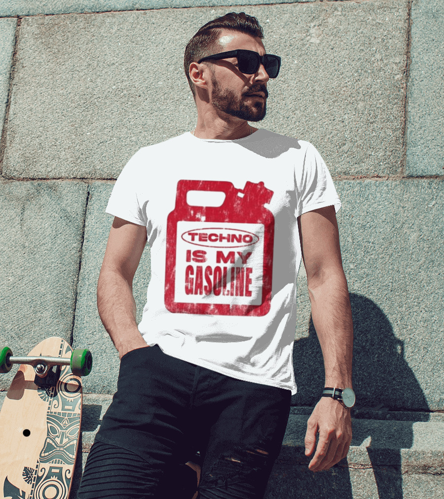 Techno Is My Gasoline Red Fuel Can T-Shirt
