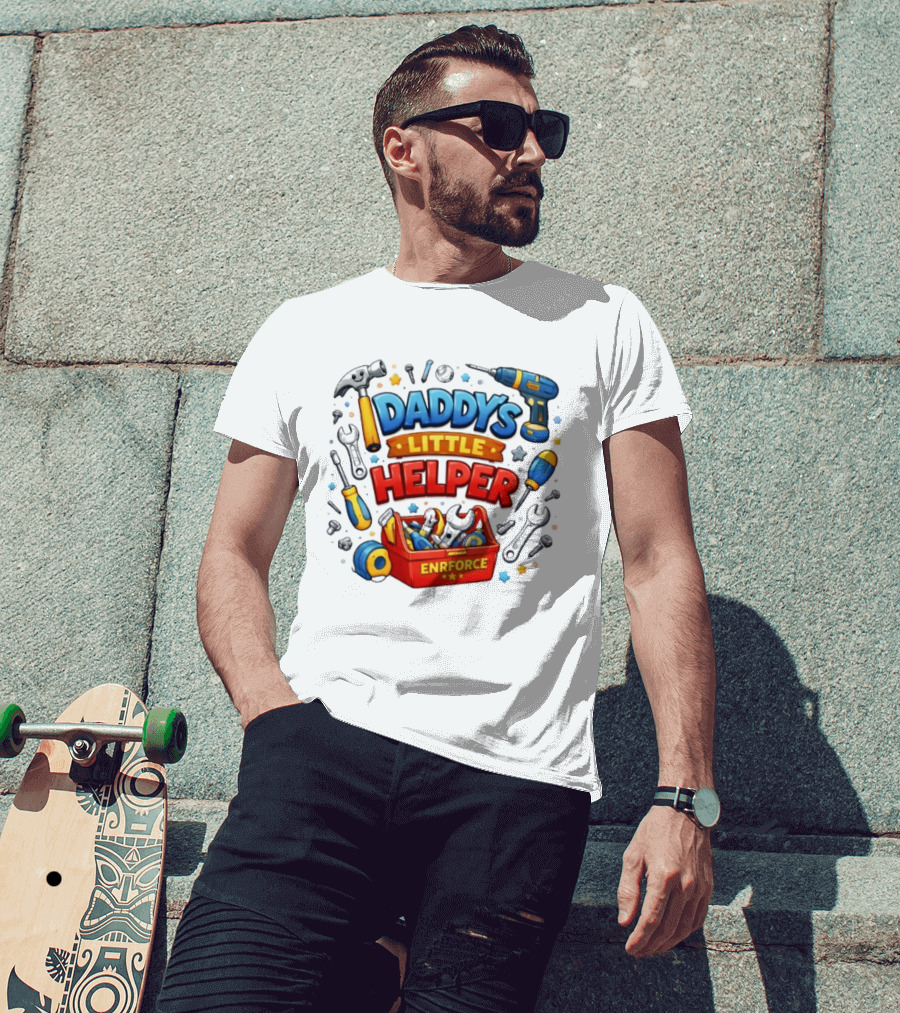 Daddy's Little Helper Enrforce Toolbox Tools And Stars T-Shirt