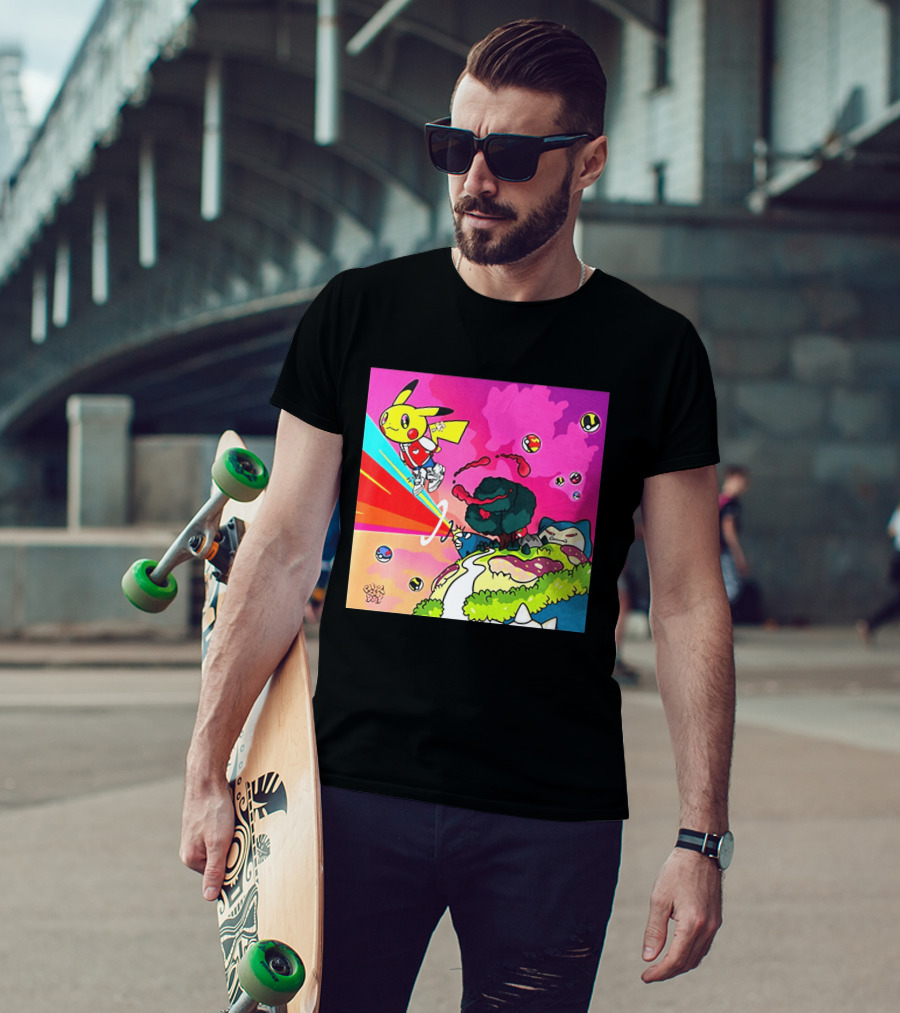 Pikachu Graduation Inspired By Album Cover Elements Pokemon Crossover Scene T-Shirt