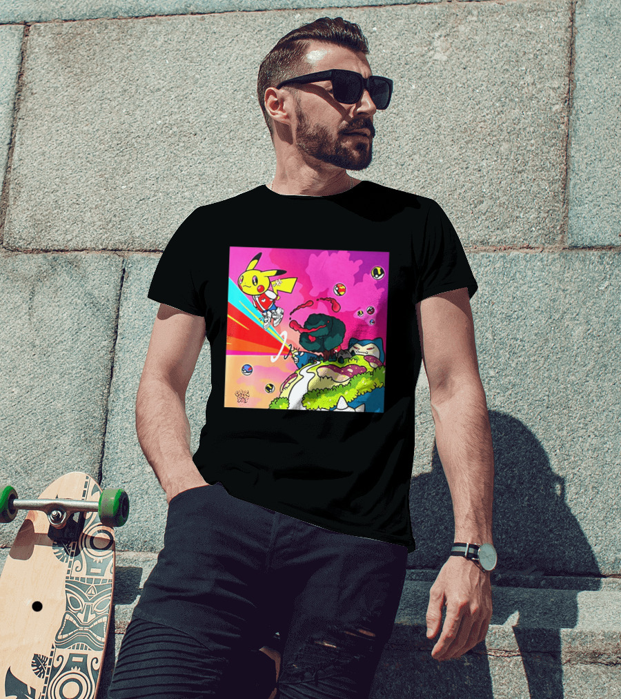 Pikachu Graduation Inspired By Album Cover Elements Pokemon Crossover Scene T-Shirt