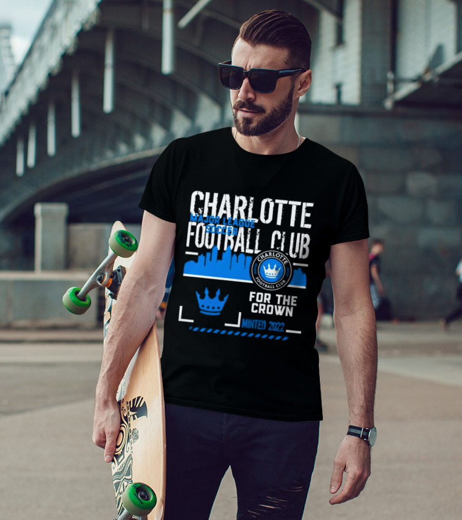 Charlotte Football Club MLS Soccer For The Crown Minted 2022 Classic Skyline T-Shirt