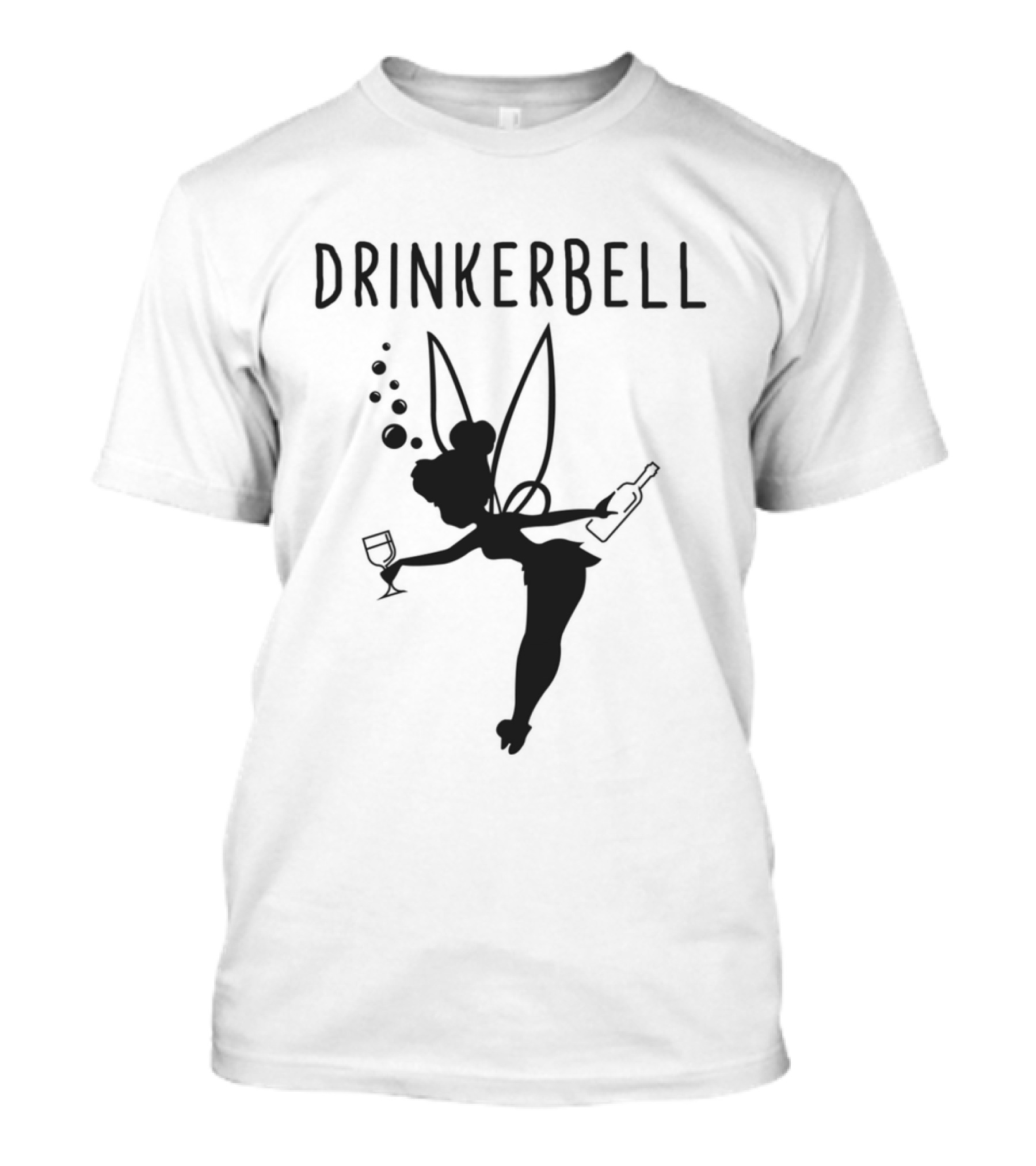 Drinkerbell Beer Lover Fairy With Wine Glass And Bottle T-Shirt