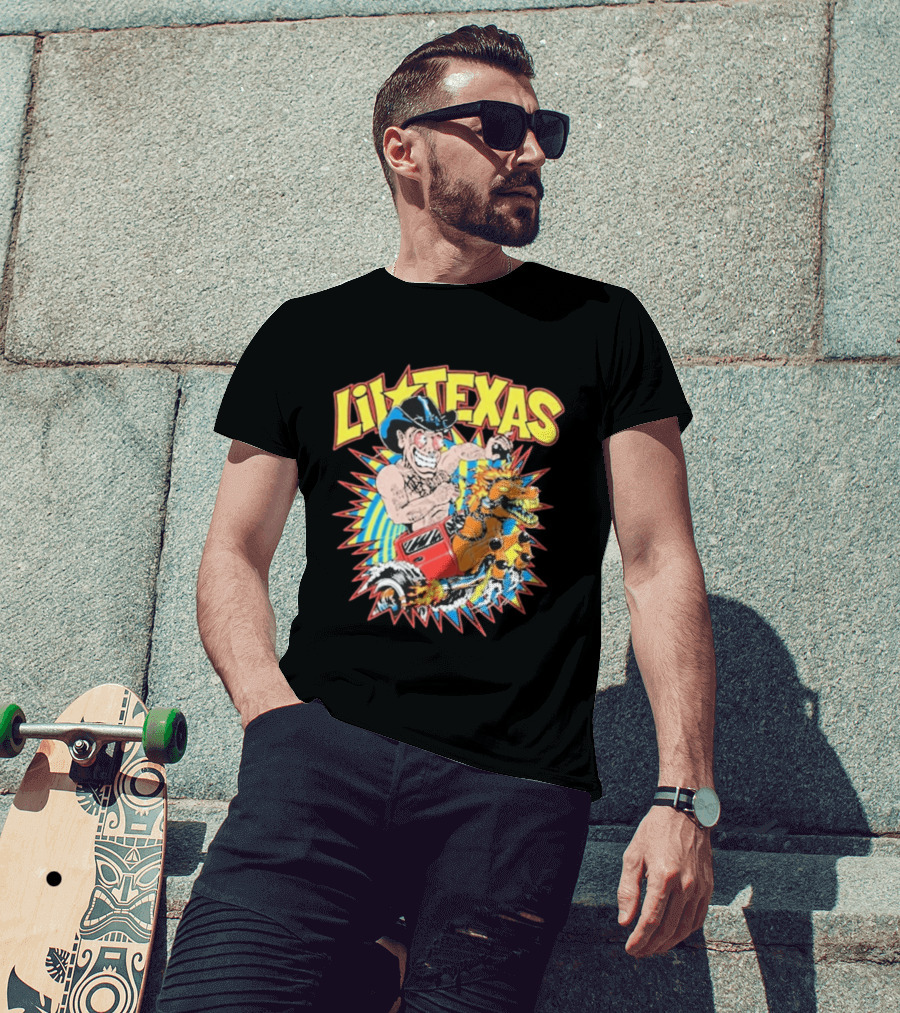 Lil Texas Cartoon Cowboy Racing Dinosaur Kt8 Need For Speed T-Shirt