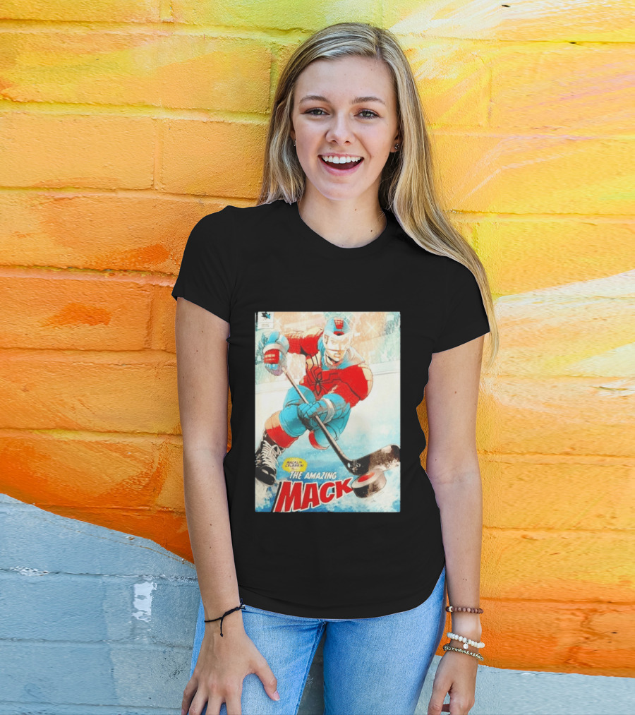 Macklin Celebrini The Amazing Mack San Jose Sharks Hockey Comic T-Shirt