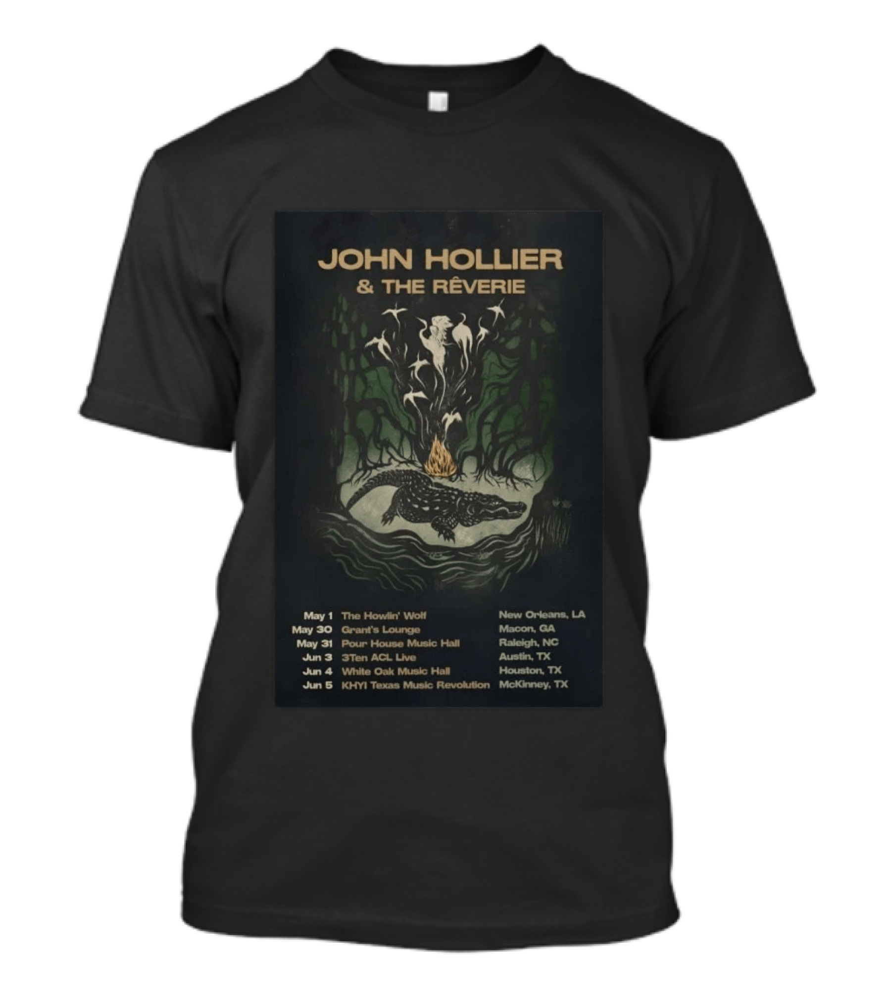 John Hollier & The Rêverie 2026 Shows New Orleans Macon Raleigh Austin Houston McKinney T-Shirt