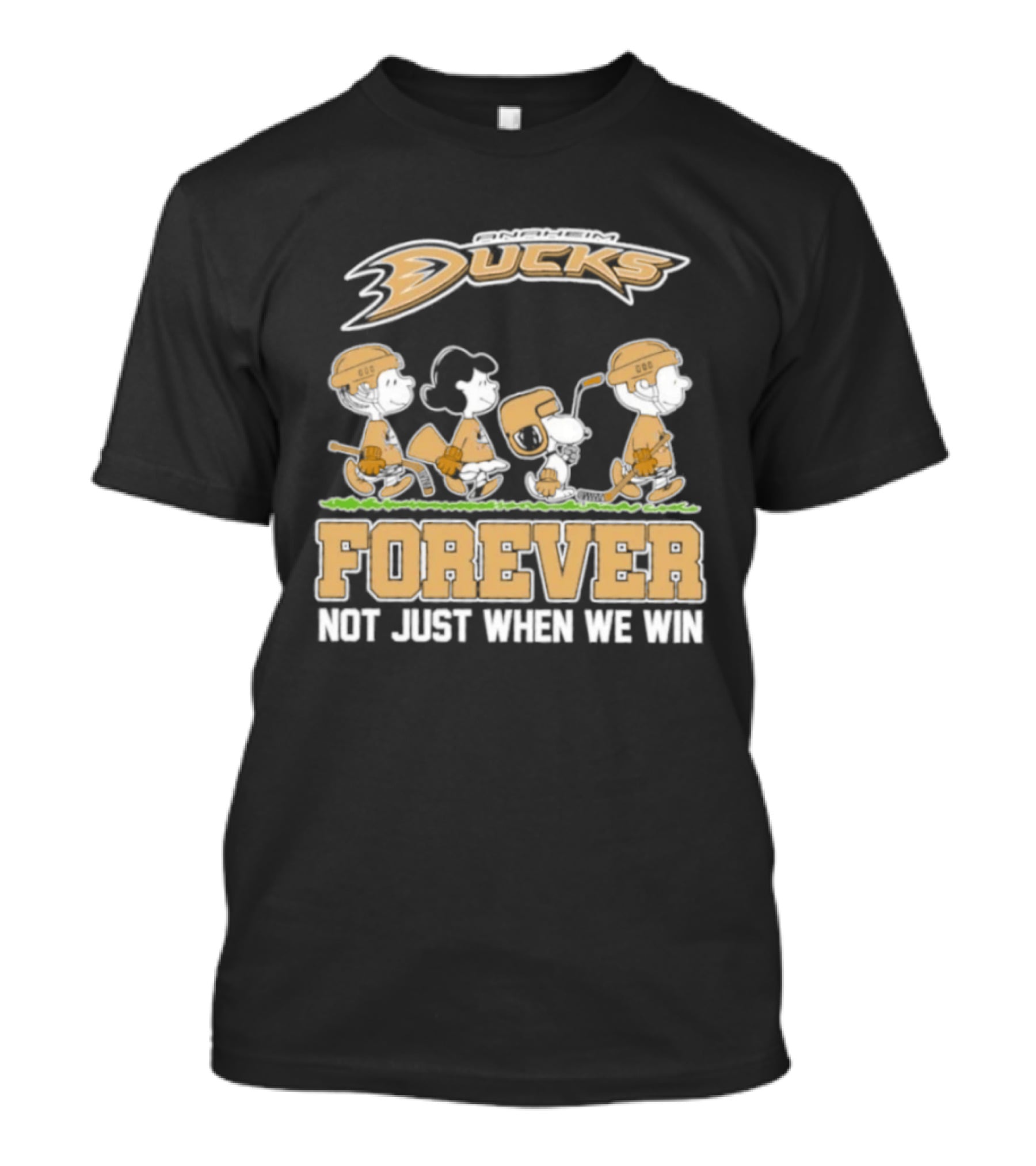 Anaheim Ducks Peanuts Forever Not Just When We Win Charlie Brown Snoopy Linus Woodstock T-Shirt