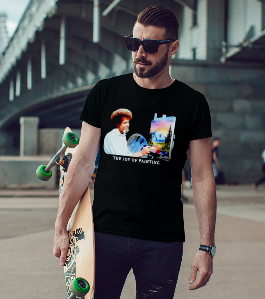 Bob Ross The Joy Of Painting Mountains And Sunset Scene T-Shirt