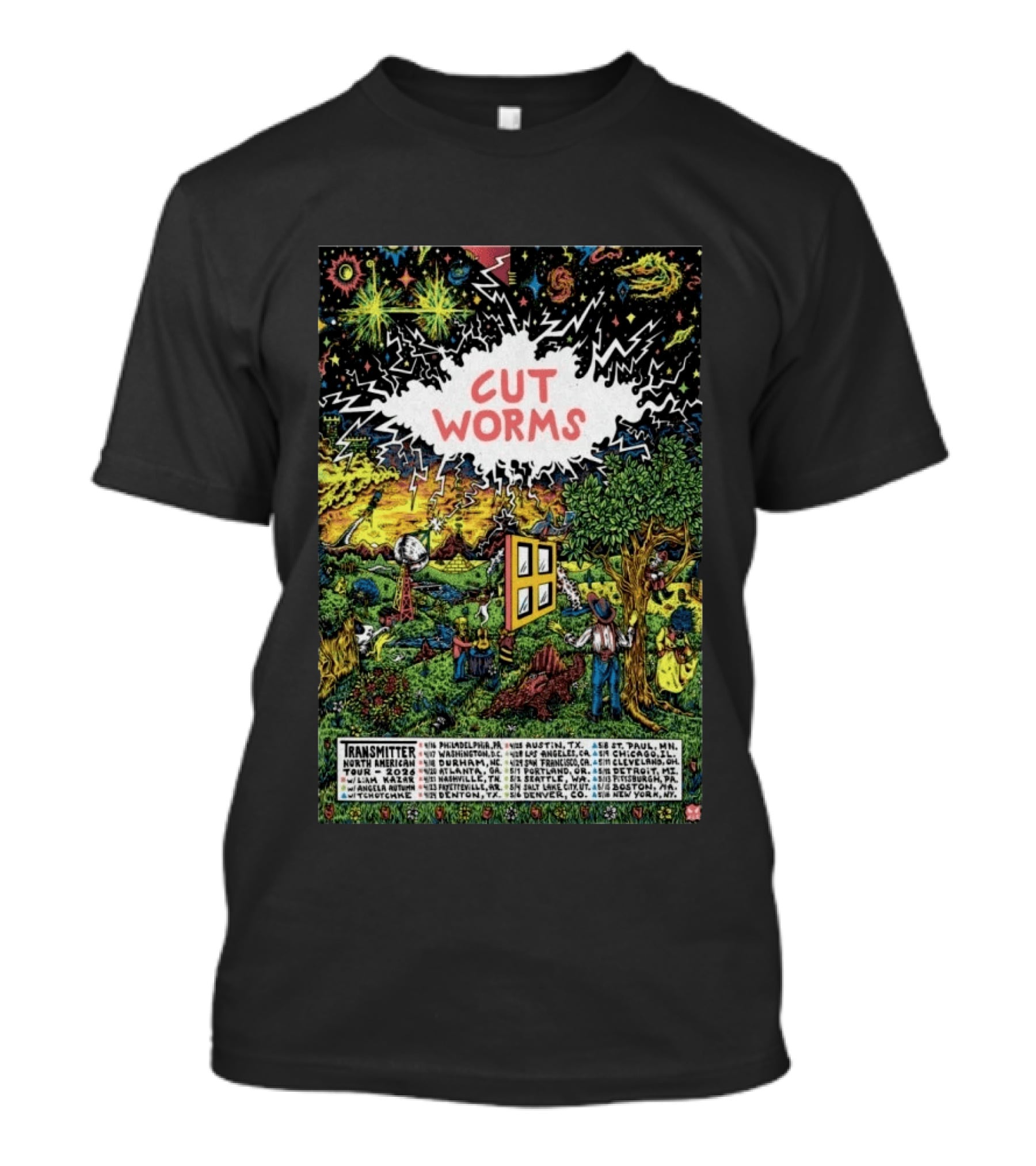 Cut Worms Transmitter North American 2026 Tour Philadelphia Austin Los Angeles New York T-Shirt