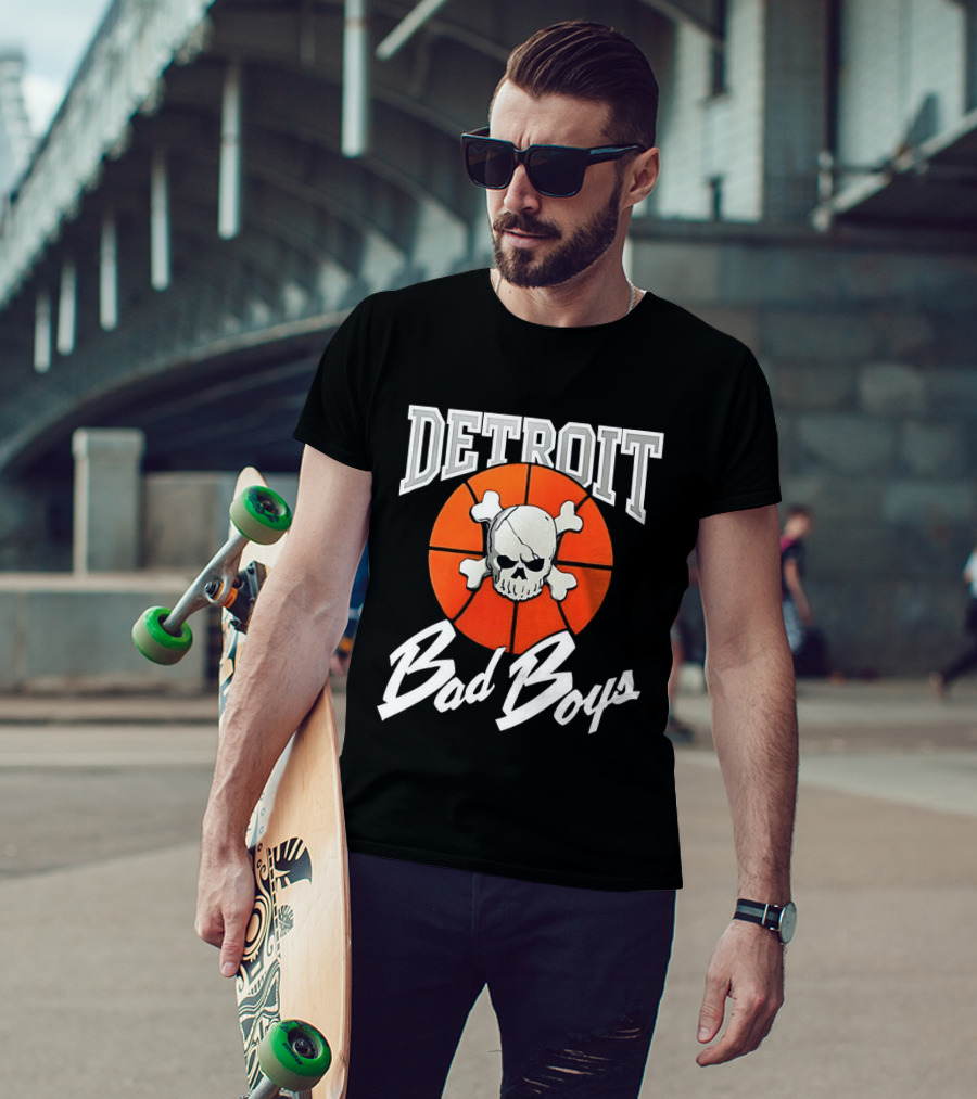 Detroit Bad Boys Skull Basketball T-Shirt