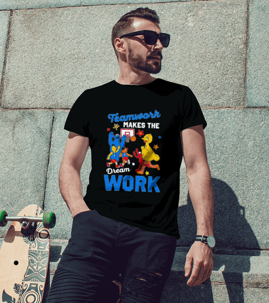 Teamwork Makes The Dream Work Sesame Street Basketball Slam Dunk T-Shirt