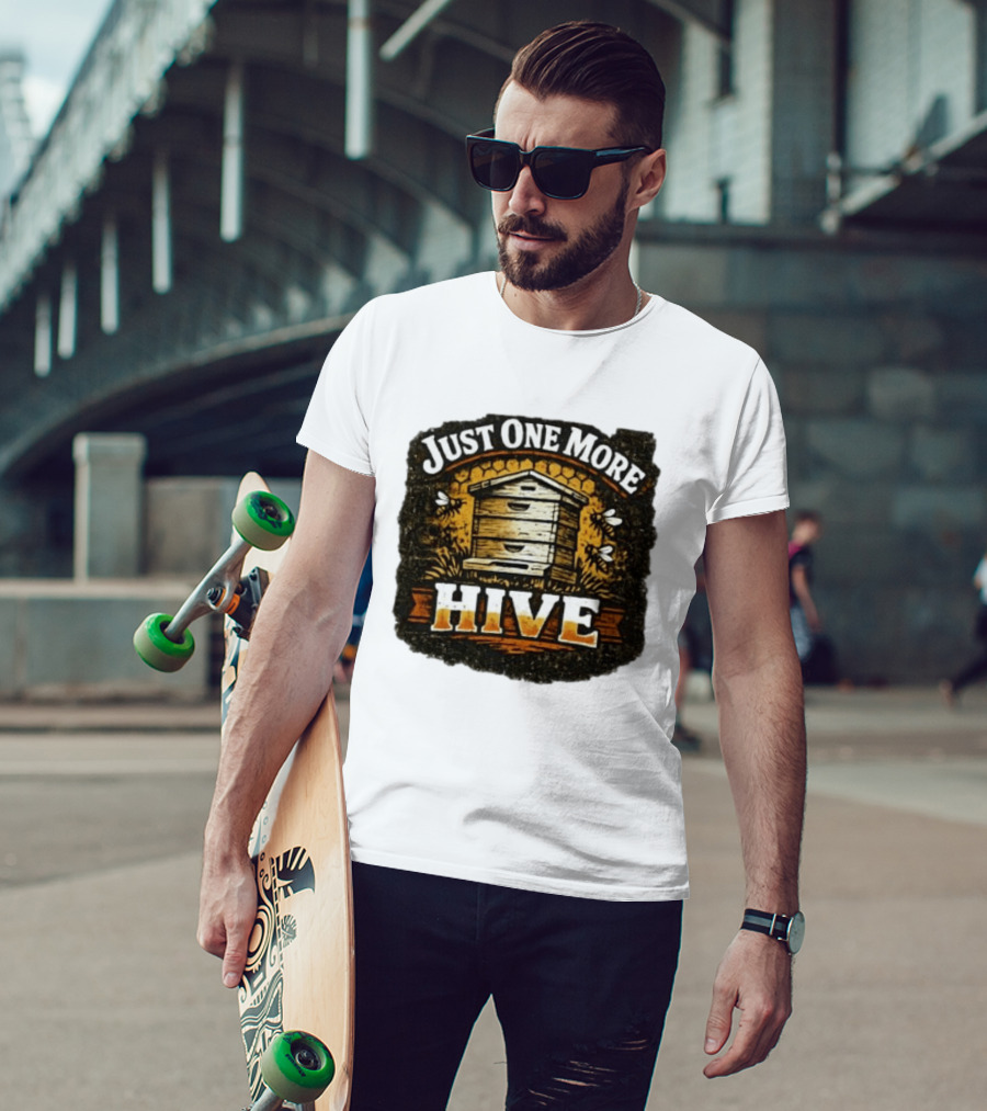 Just One More Hive Beekeeping Bees Honeycomb Apiary T-Shirt