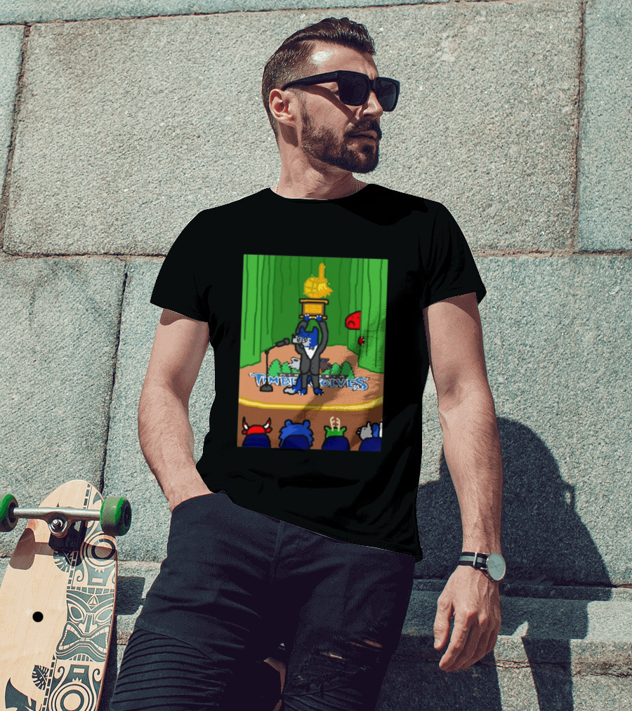 Men Successful Dub Timberwolves Champion Aurora Green Basketball Trophy T-Shirt