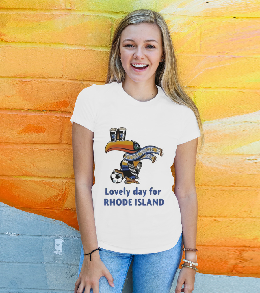 Lovely Day For Rhode Island Toucan With Soccer Ball And Beers T-Shirt