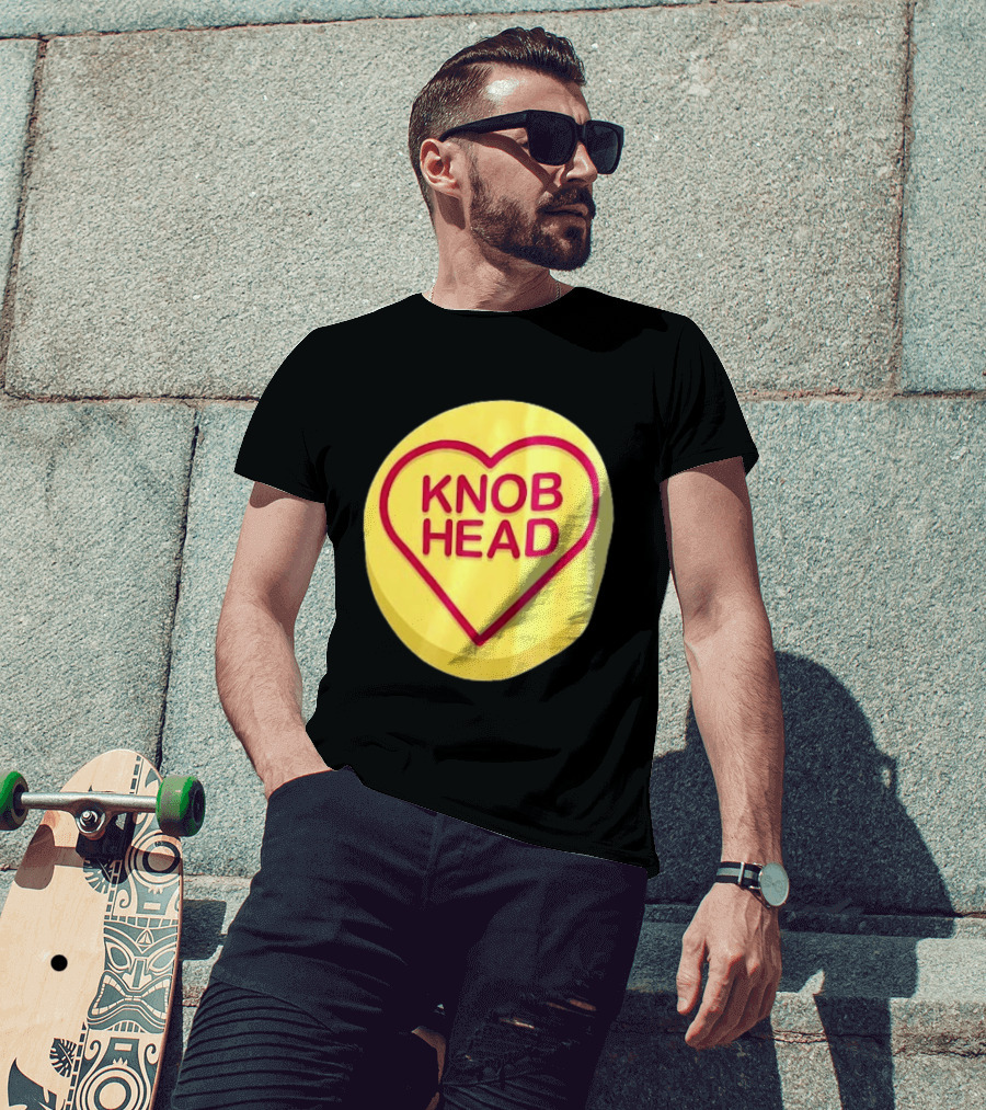 Knob Head Love Hearts Yellow Round T-Shirt