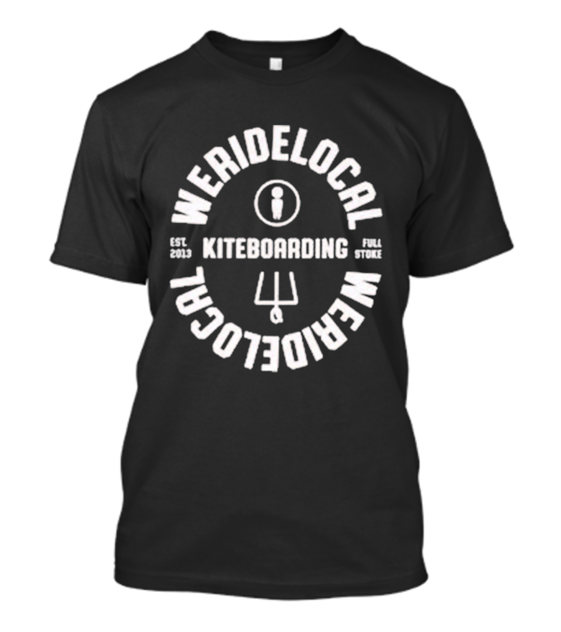 Weridelocal Kiteboarding Full Stoke Est 2006 Trident Icon Pale Apple T-Shirt