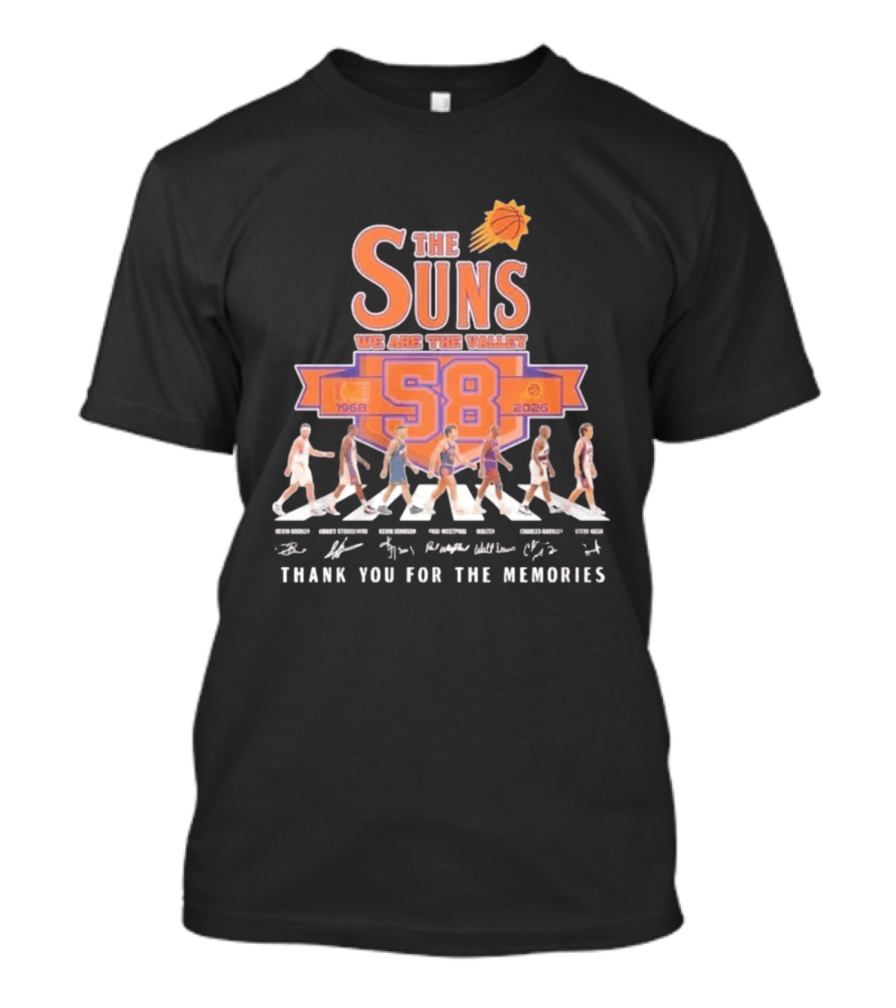 Phoenix Suns We Are The Valley 58th Anniversary 1968 2026 Abbey Road Basketball Thank You For The Memories T-Shirt