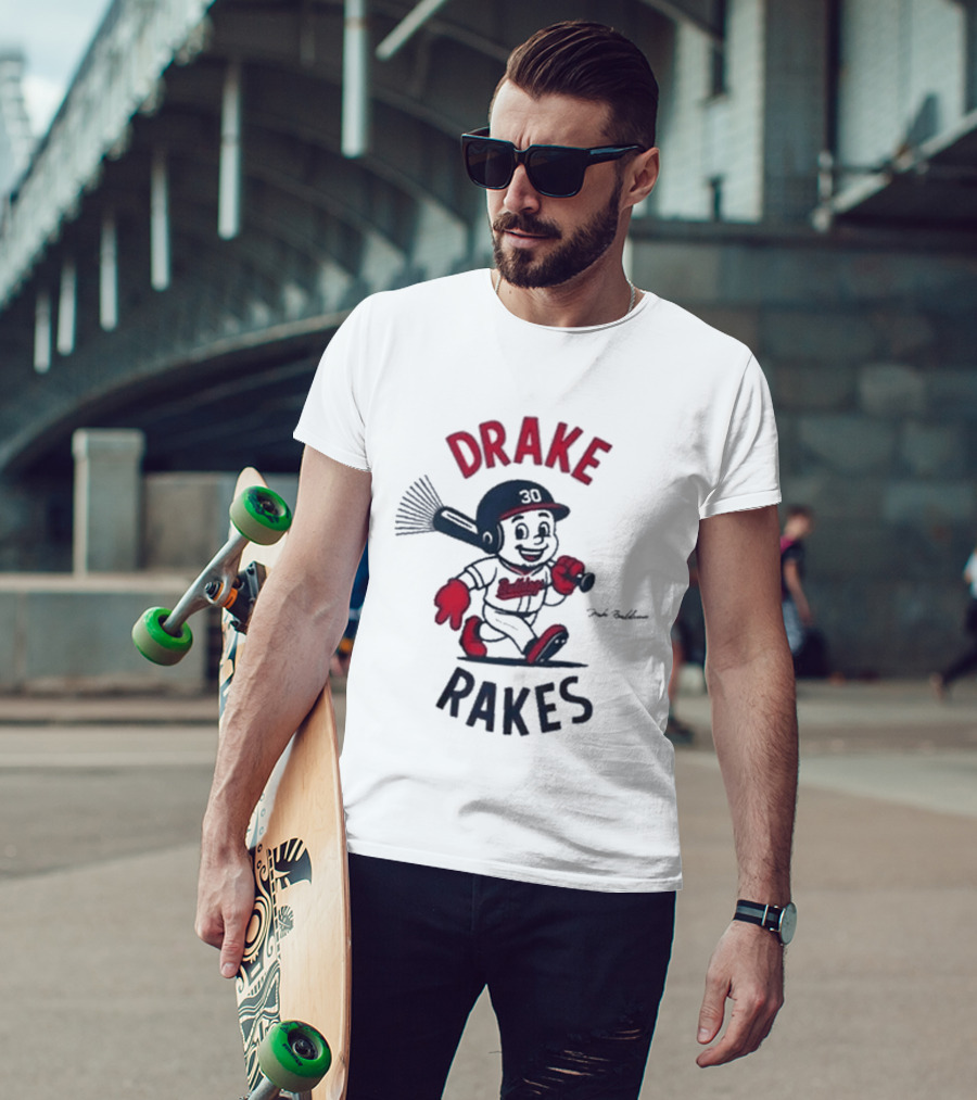 Drake Rakes Baseball Character With Number 30 And Rake Bat T-Shirt