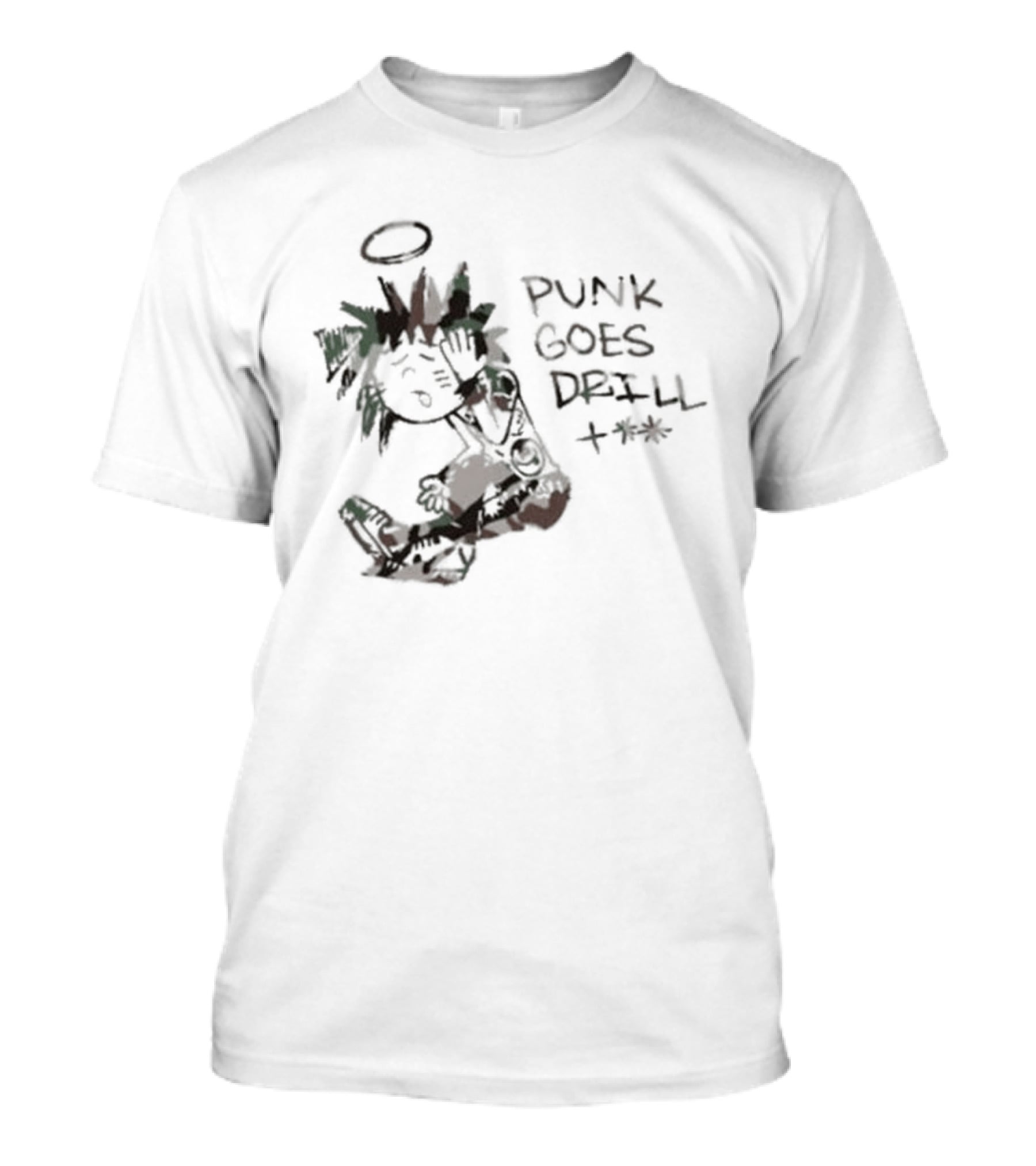 Punk Goes Drill Anniversary Halo Angel Drawing T-Shirt