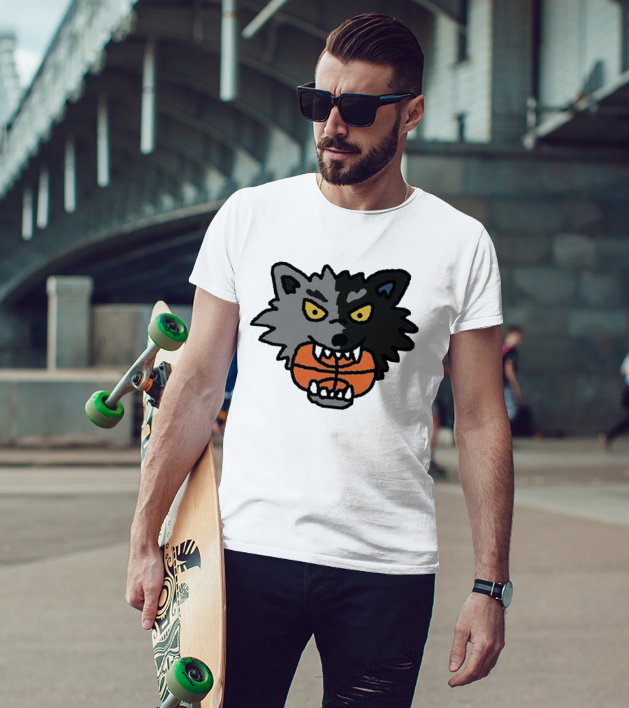 Timberwolves New Profile Pic Two Tone Wolf With Basketball T-Shirt