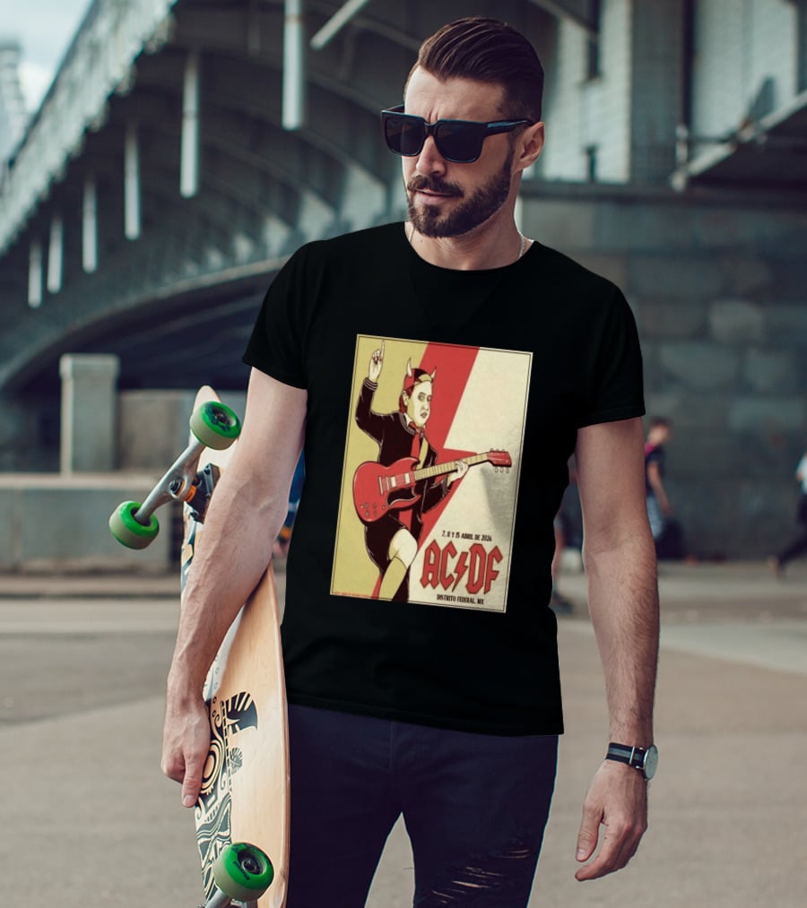 AC DF Distrito Federal MX Abril 2026 7 11 15 Rock Concert Red Guitar And Devil Horns T-Shirt