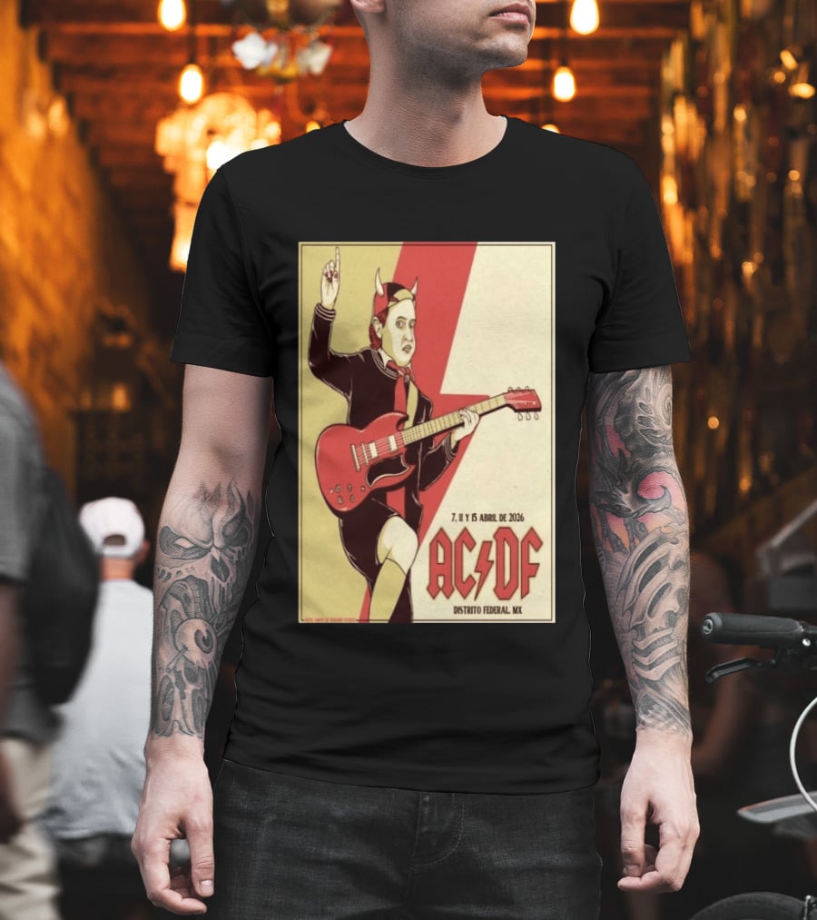 AC DF Distrito Federal MX Abril 2026 7 11 15 Rock Concert Red Guitar And Devil Horns T-Shirt