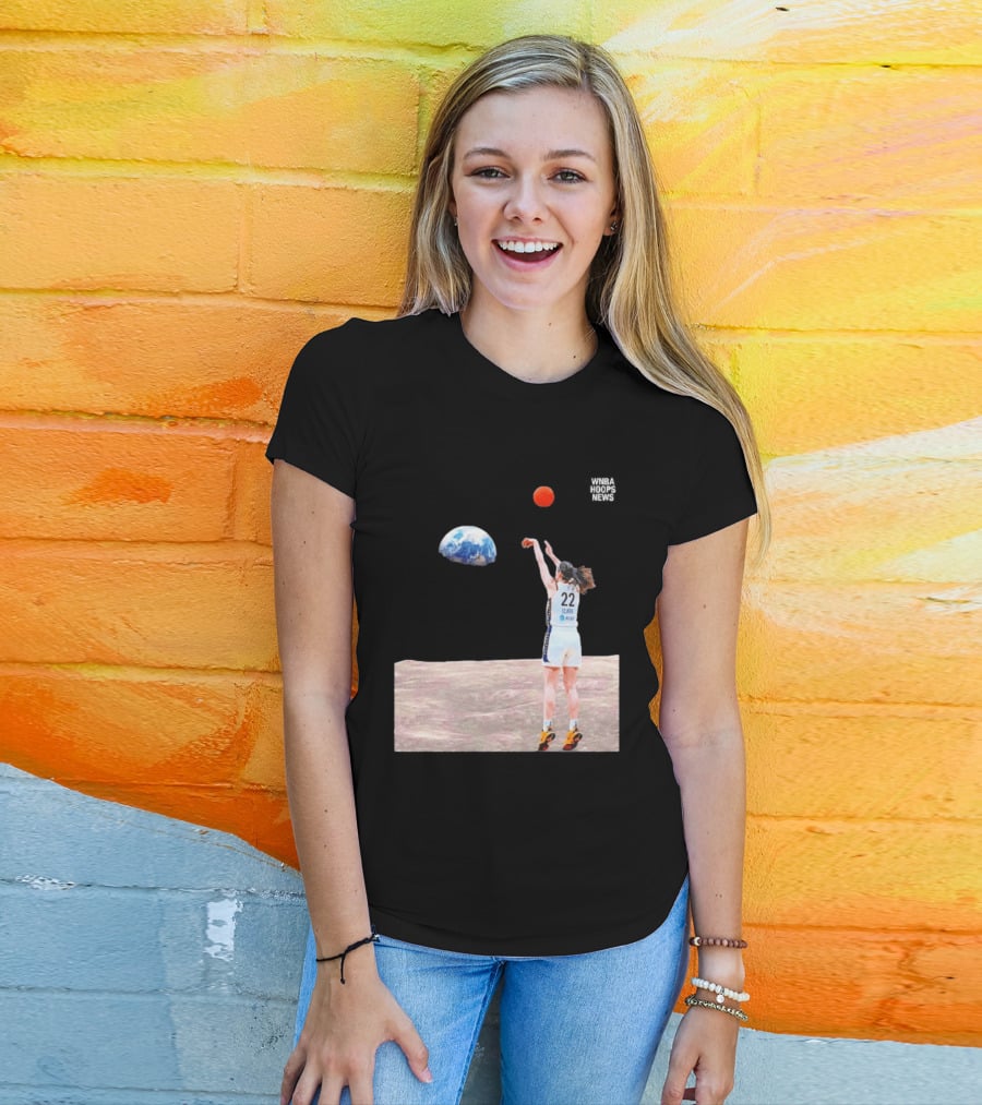 Caitlin Clark Indiana Fever WNBA Shooting Basketball On Lunar Surface T-Shirt