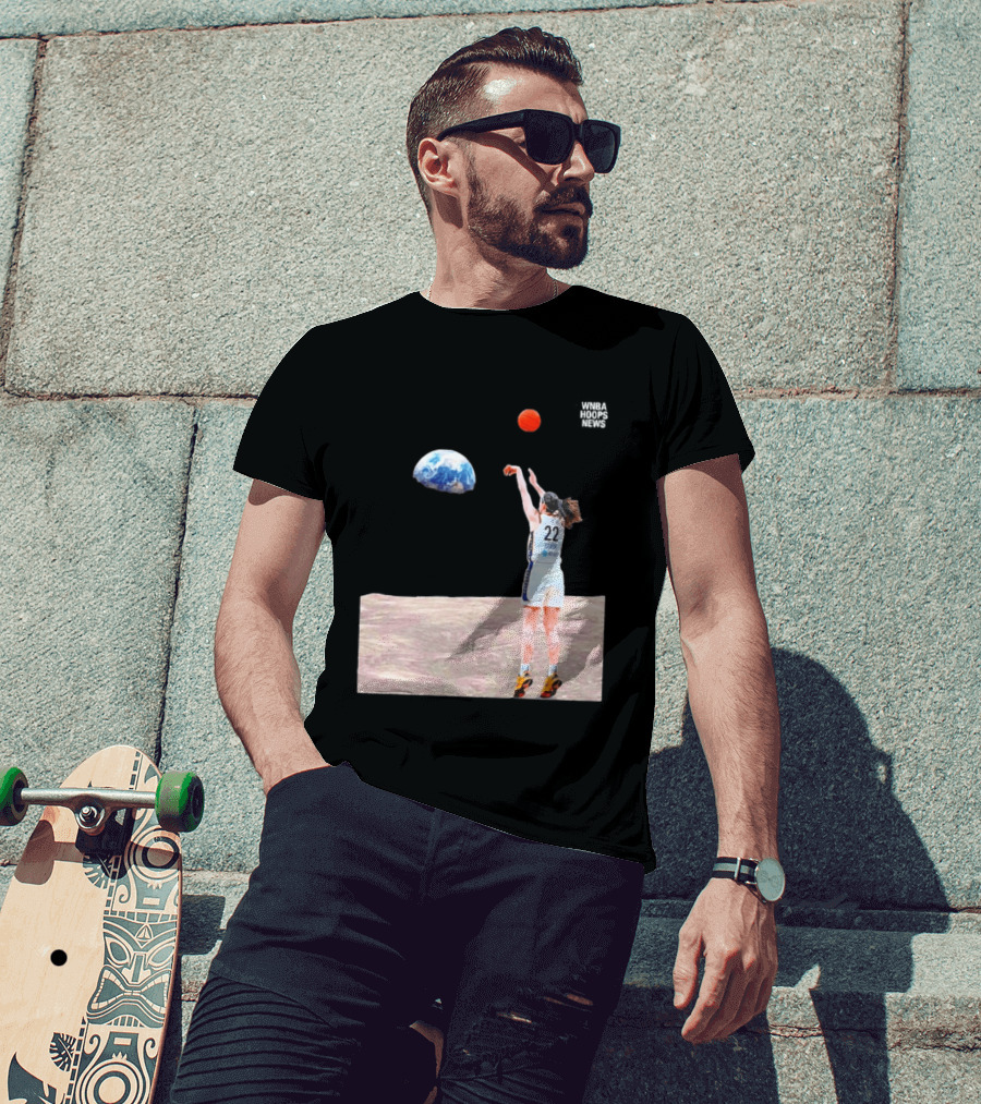 Caitlin Clark Indiana Fever WNBA Shooting Basketball On Lunar Surface T-Shirt