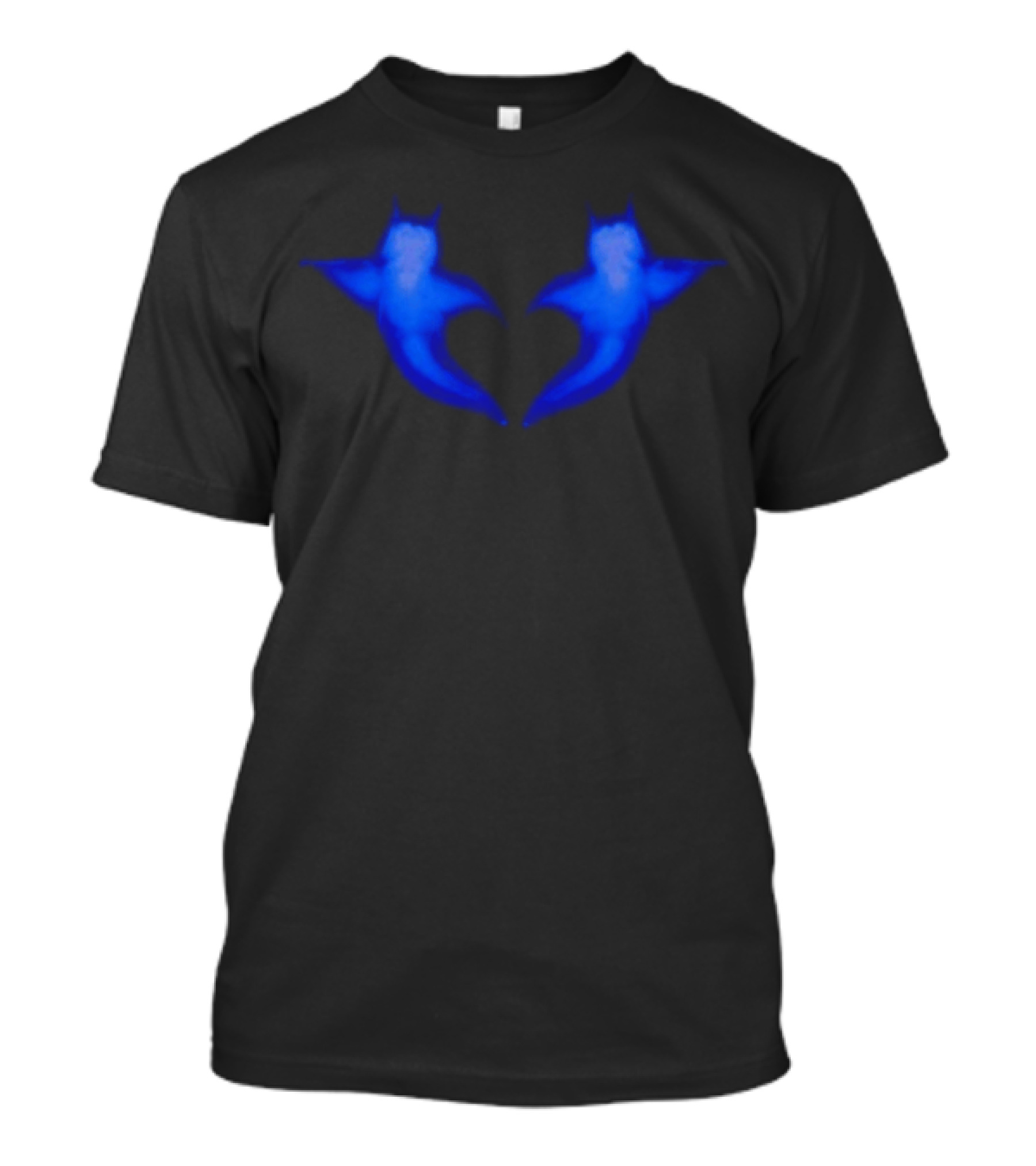 Two Hearts Blue Bat Silhouette Pair T-Shirt