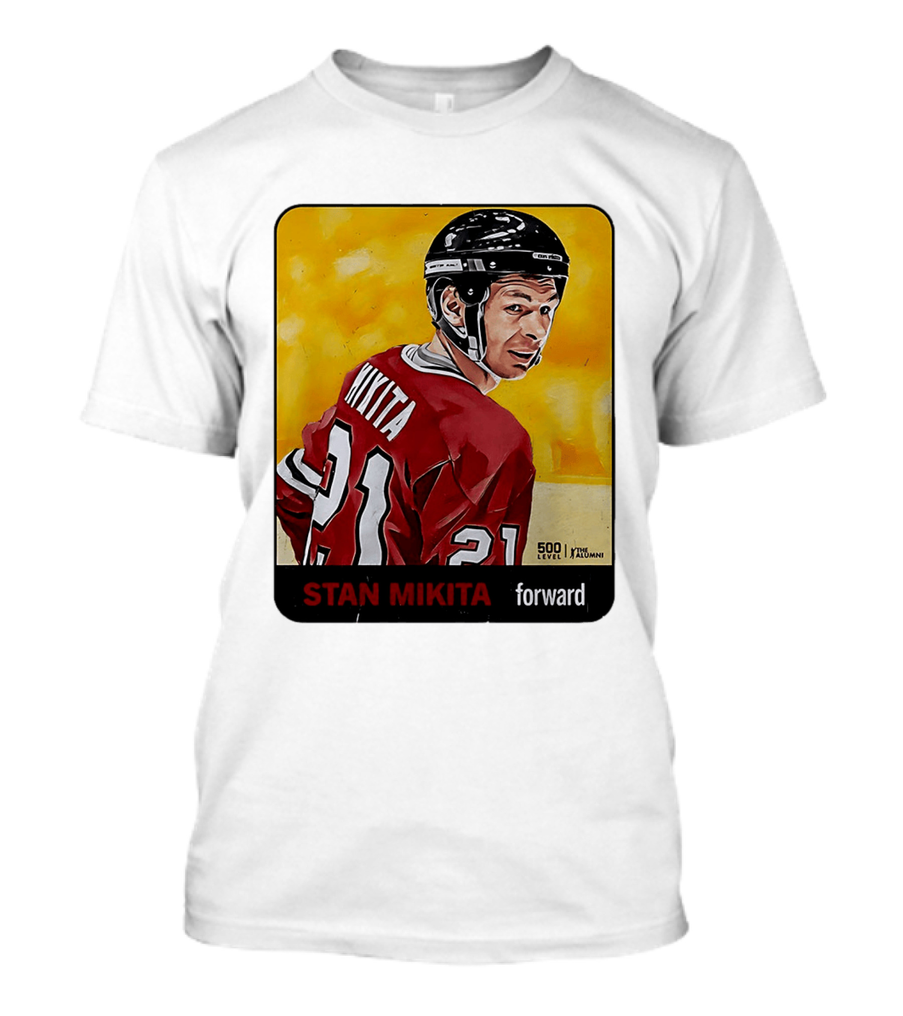 Stan Mikita Forward Chicago Blackhawks NHL Alumni Card 500 Level T-Shirt