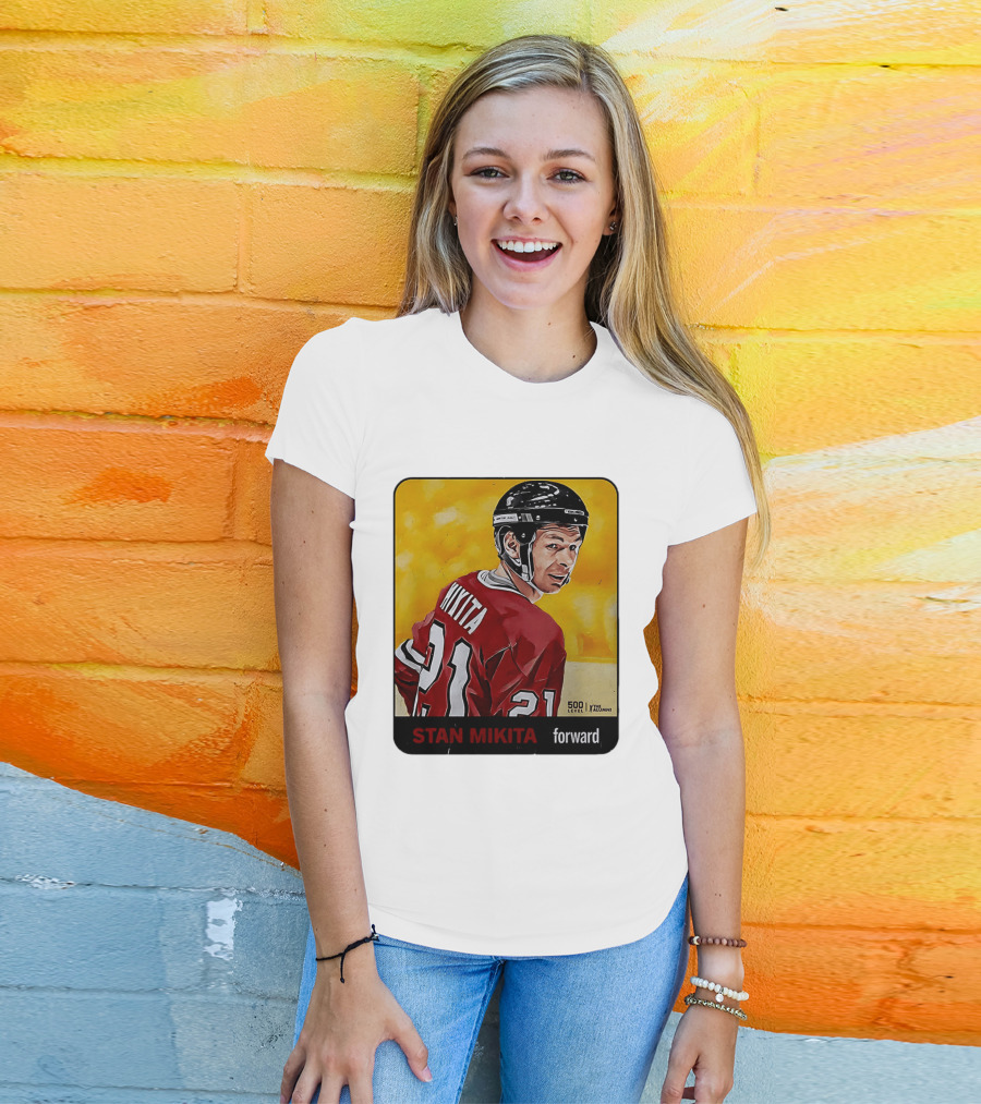 Stan Mikita Forward Chicago Blackhawks NHL Alumni Card 500 Level T-Shirt