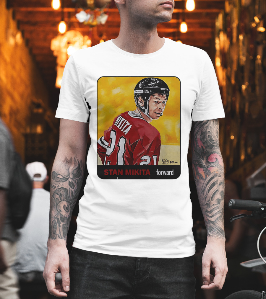 Stan Mikita Forward Chicago Blackhawks NHL Alumni Card 500 Level T-Shirt