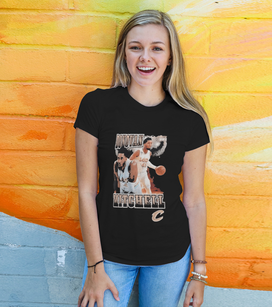 Donovan Mitchell Cleveland Cavaliers Player Portrait With Team T-Shirt
