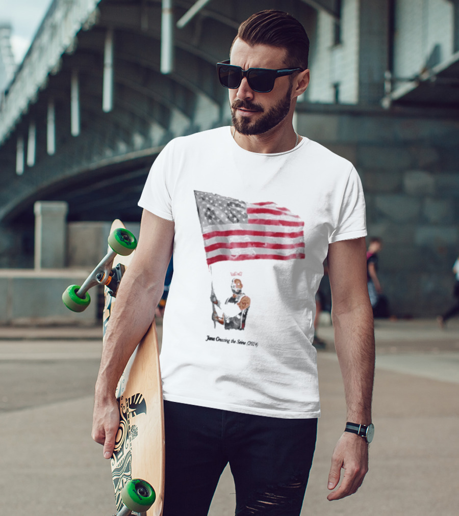 James Crossing The Seine 2024 American Flag T-Shirt