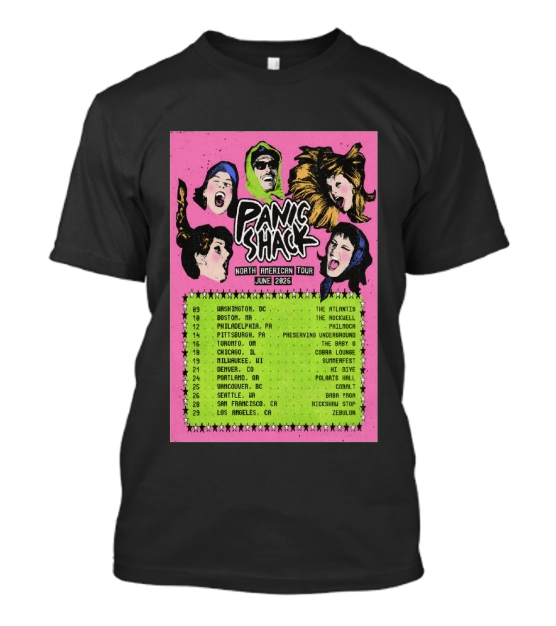 Panic Shack Na June 2026 Tour T-Shirt