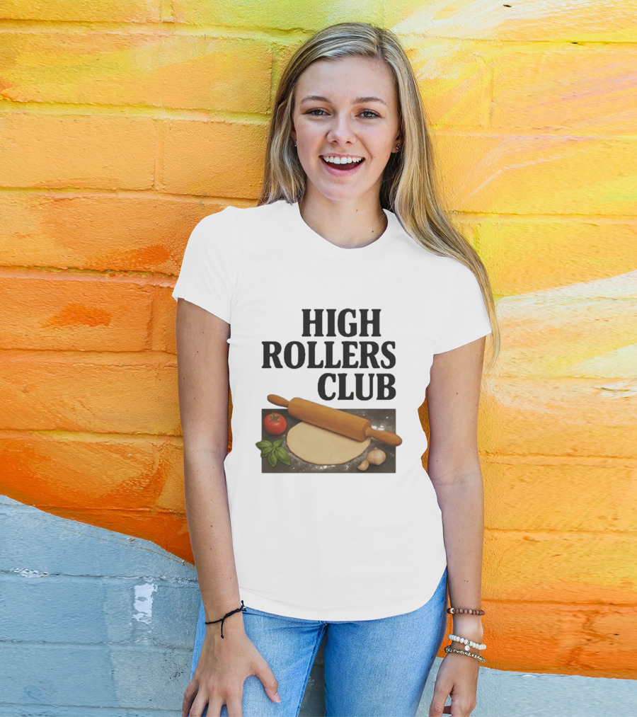 High Rollers Club Sebastian Maniscalco Cooking Pizza Rolling Pin T-Shirt