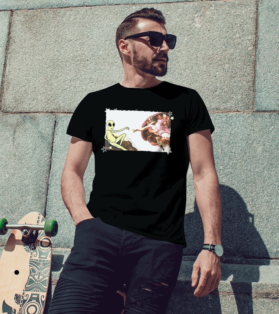 Big And Tall The Creation Of Aliens Extraterrestrial Renaissance Humor T-Shirt