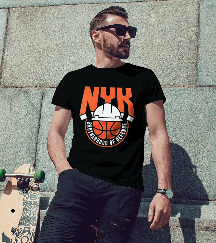 NYK Brotherhood Of Defense Hard Hat Basketball New York Knicks T-Shirt