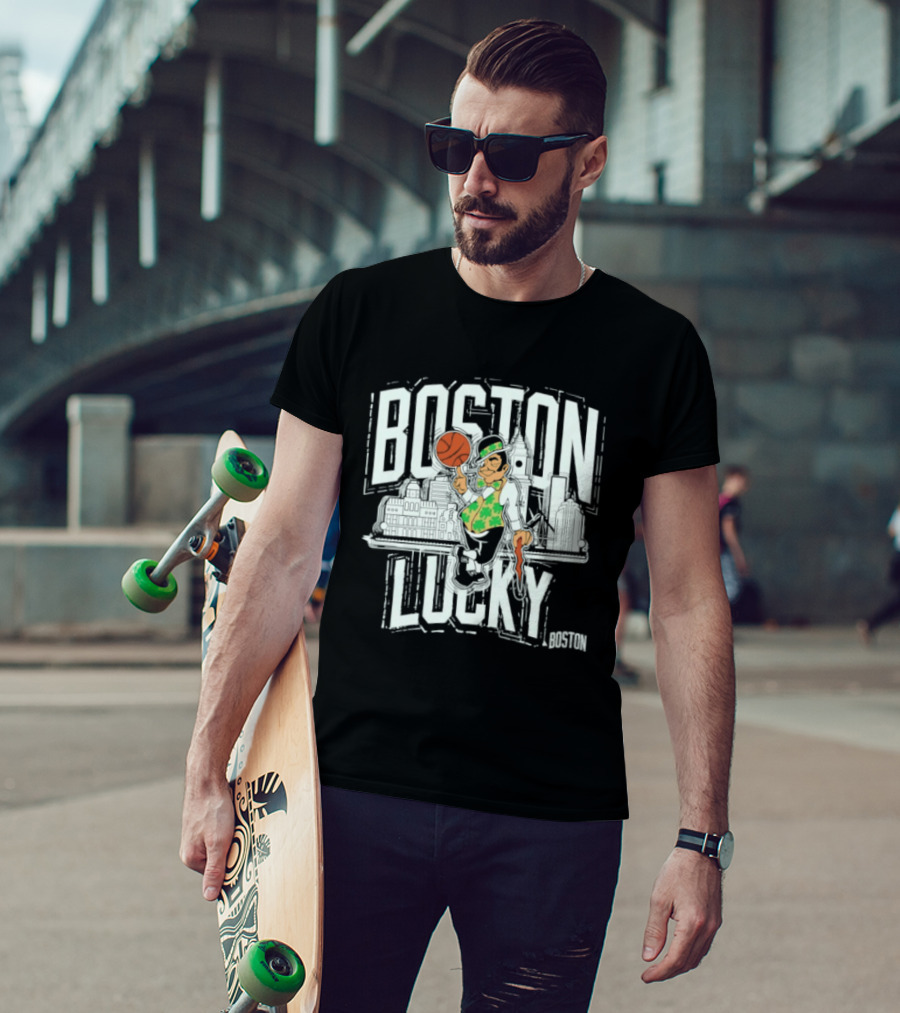 Boston Celtics Lucky City Basketball Skyline T-Shirt