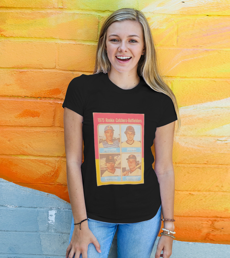 1975 Rookie Catchers Outfielders Gary Carter Expos Marc Hill Giants Danny Meyer Tigers Leon Roberts Tigers T-Shirt