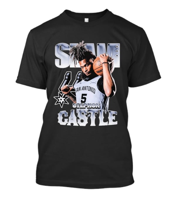 San Antonio Spurs Stephon Castle Slam Basketball T-Shirt