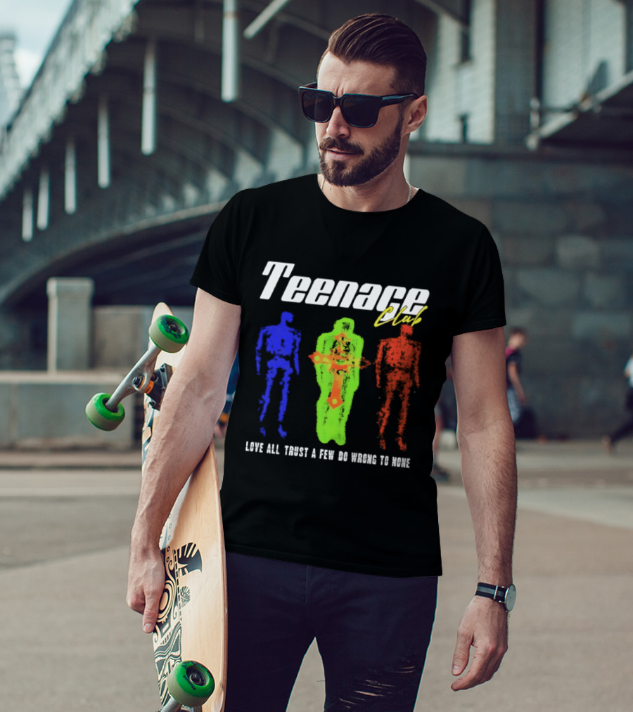 Teenage Club Love All Trust A Few Do Wrong To None Vibrant Neon Figures T-Shirt