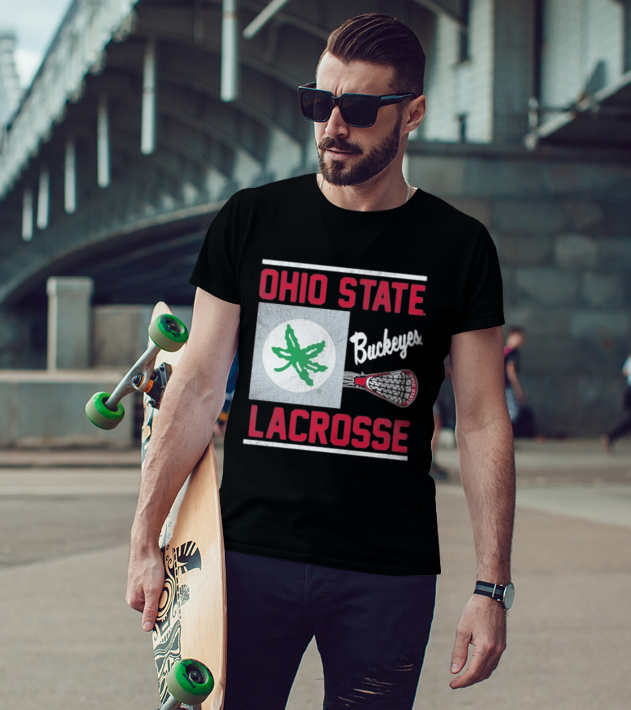 Ohio State Buckeyes Lacrosse Team Stick With Green Leaf T-Shirt