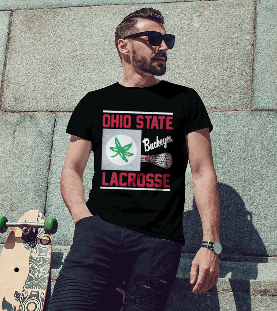 Ohio State Buckeyes Lacrosse Team Stick With Green Leaf T-Shirt