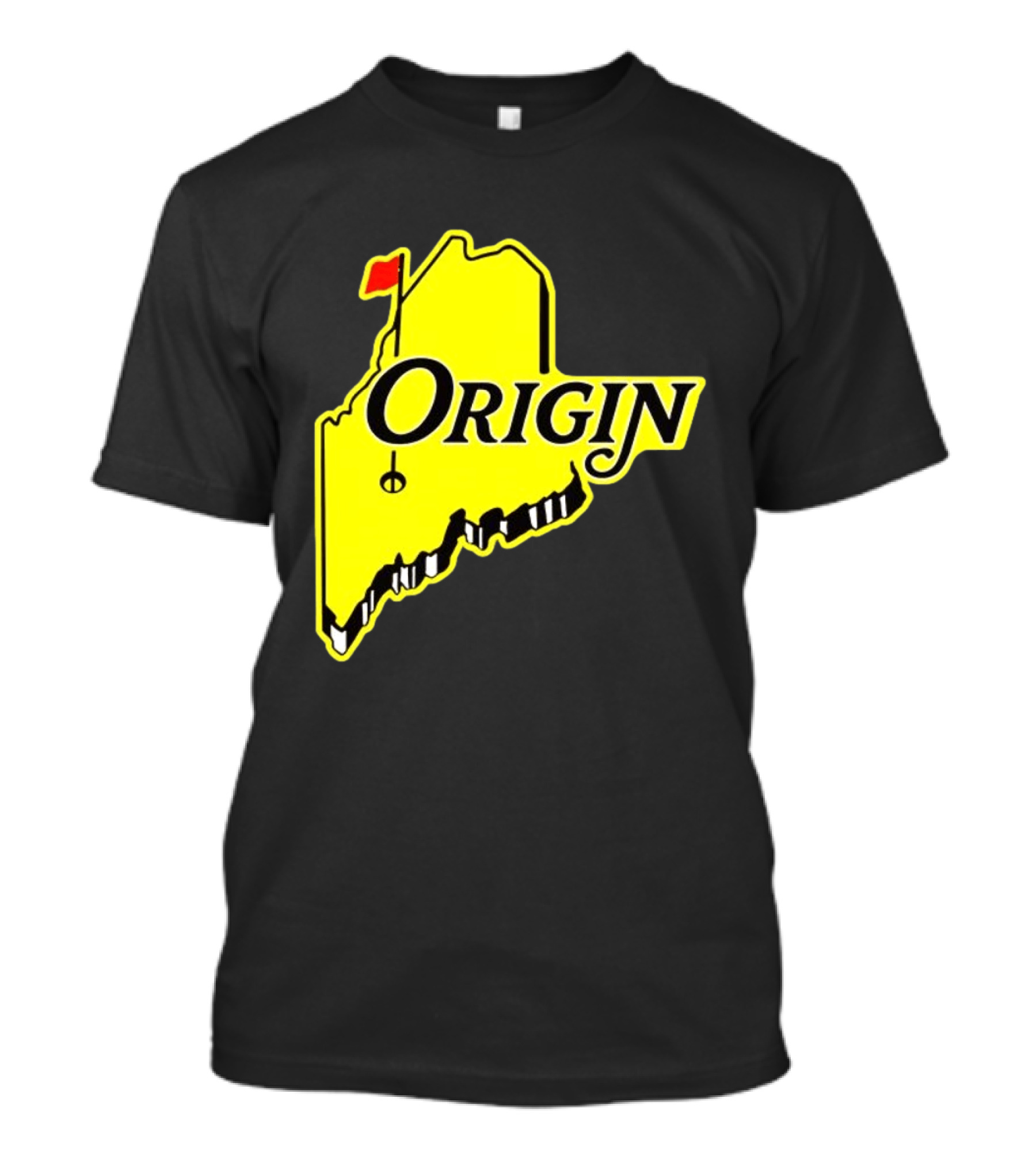 Origin USA Masters Golf Yellow Maine Flag Map T-Shirt