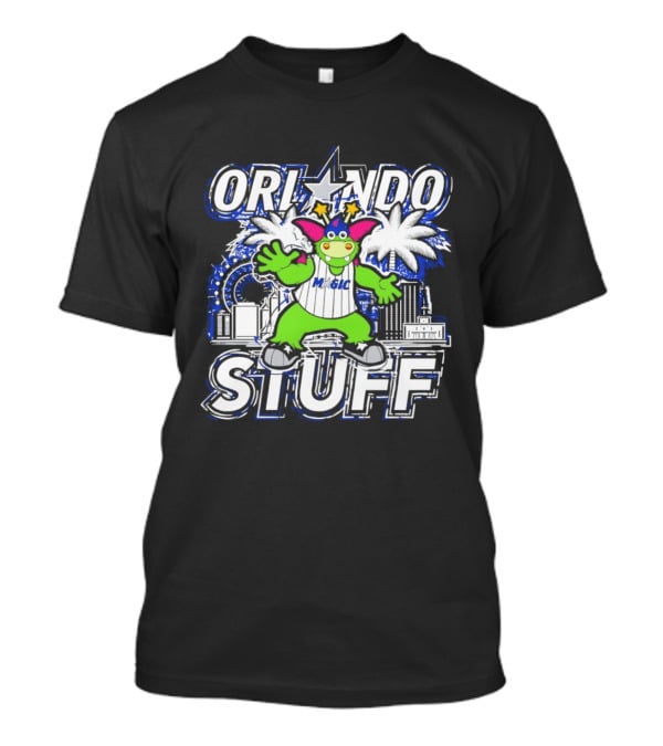 Orlando Magic Stuff NBA Mascot With Star Palms And City Skyline T-Shirt