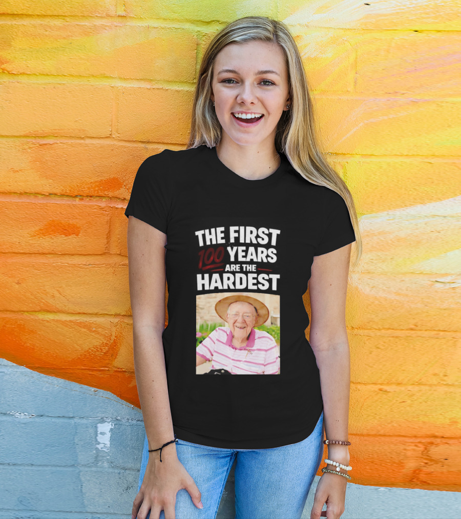 The First 100 Years Are The Hardest With Smiling Elderly Man T-Shirt