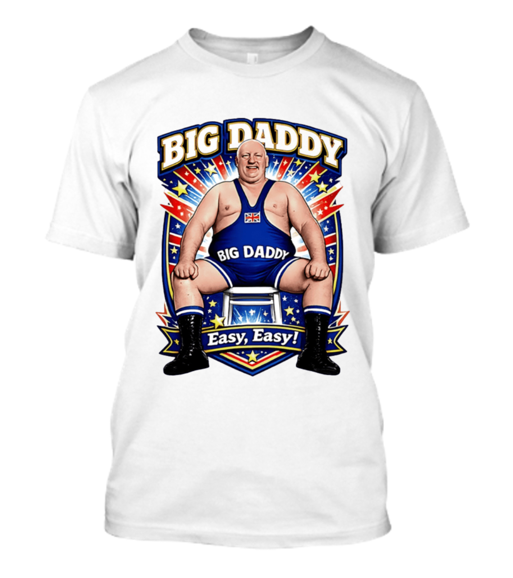 Big Daddy Easy Easy British Wrestler Stars Stripes T-Shirt