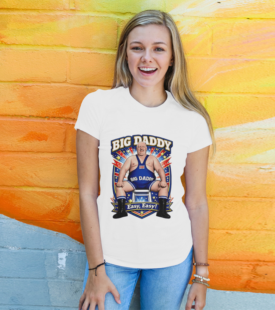 Big Daddy Easy Easy British Wrestler Stars Stripes T-Shirt